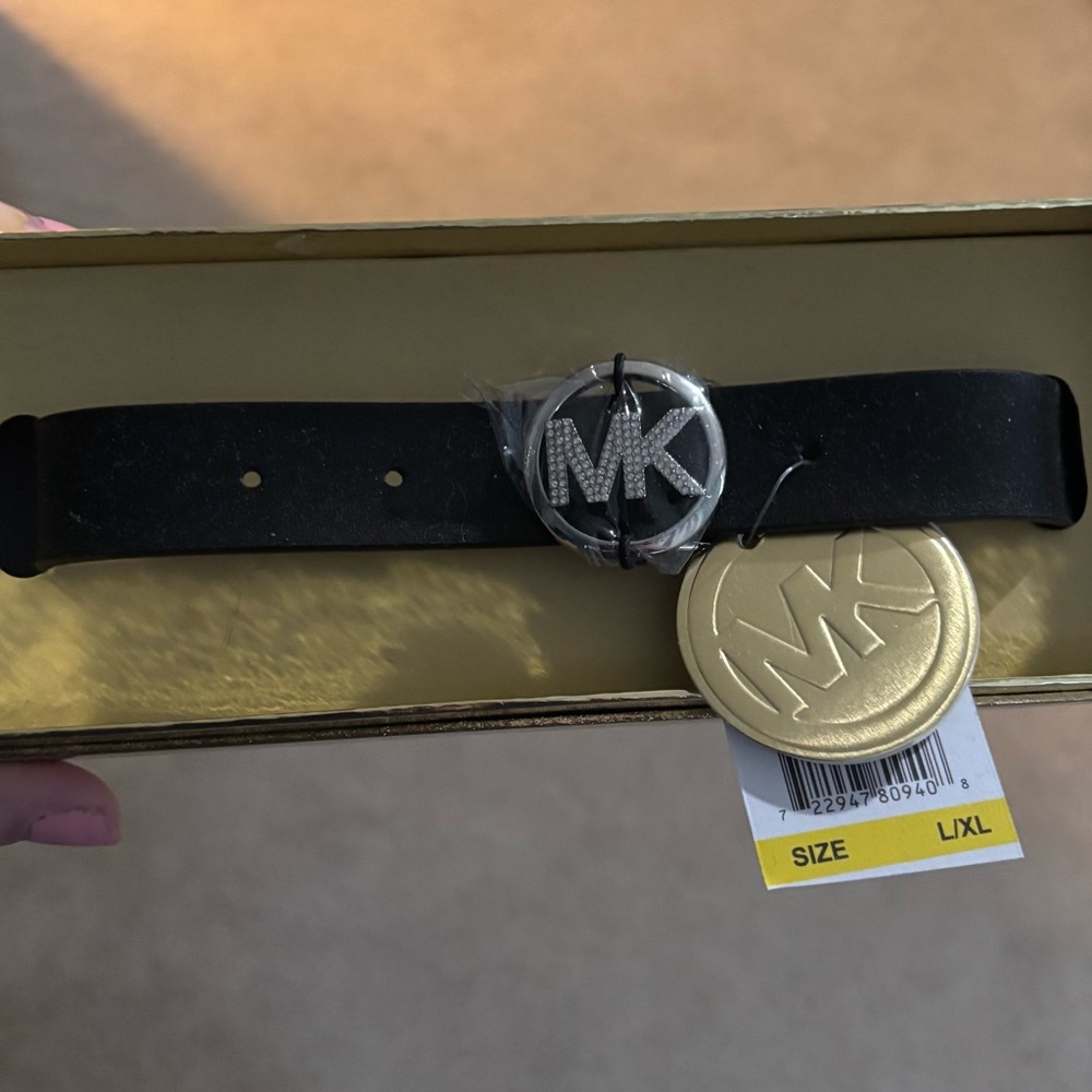 Michael Kors Black Belt with Silver Logo
